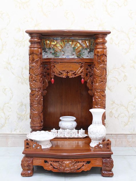 Bàn thờ ông địa - Thần tài gỗ căm xe OD08 60x60x98 (Ngang x Sâu x Cao)